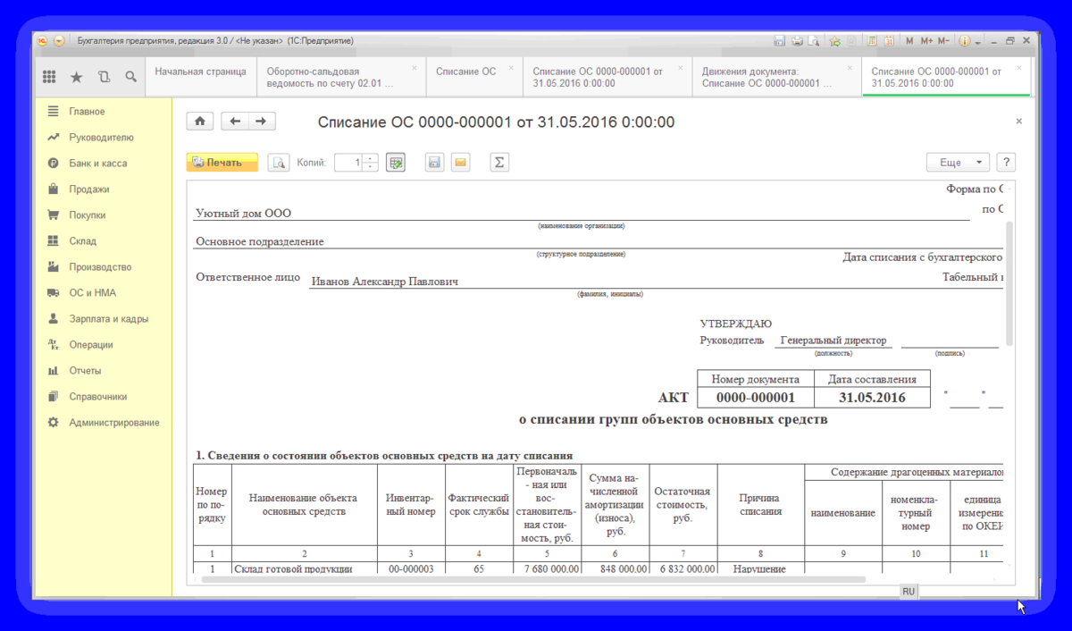 Пп 878 реестр. Порядок списания основных средств. Списание документов