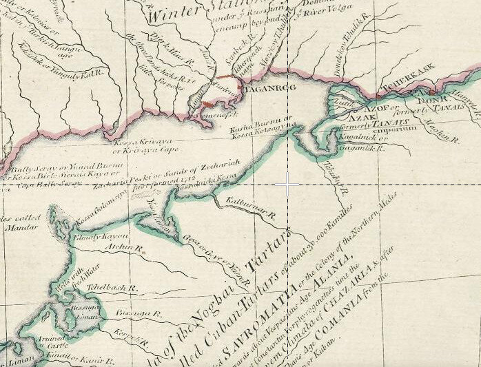 Фрагмент английской карты Тартарии и Азовского моря 1769 г. 