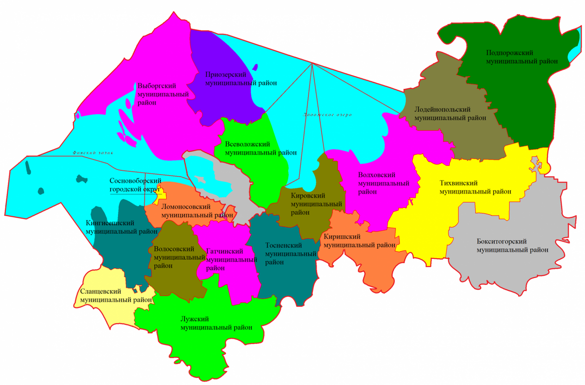 Ленинградская область карта подробная по районам
