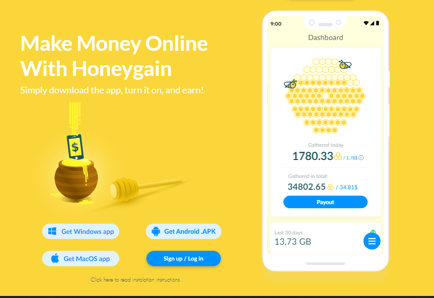 Make money online with Honeygain
