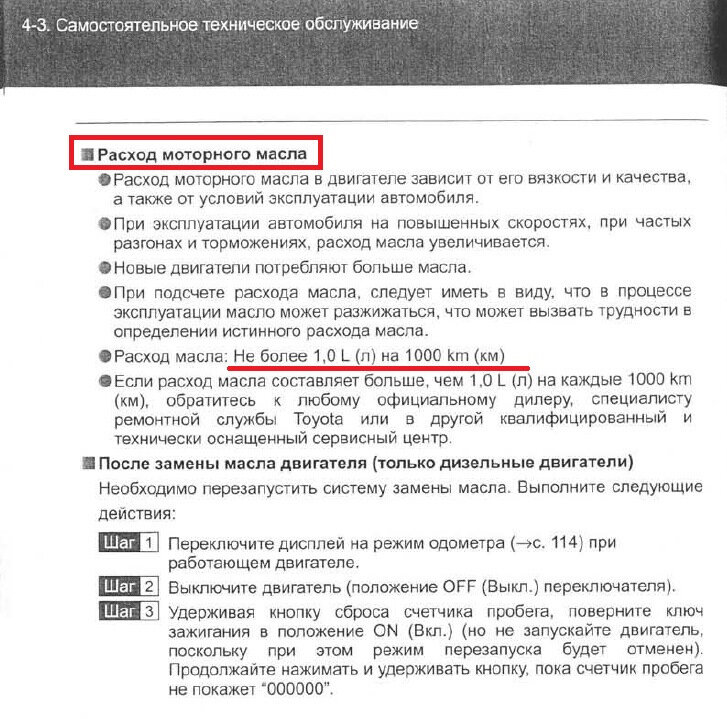 Расход масла на двигателе 1ZR-FE в инструкции.