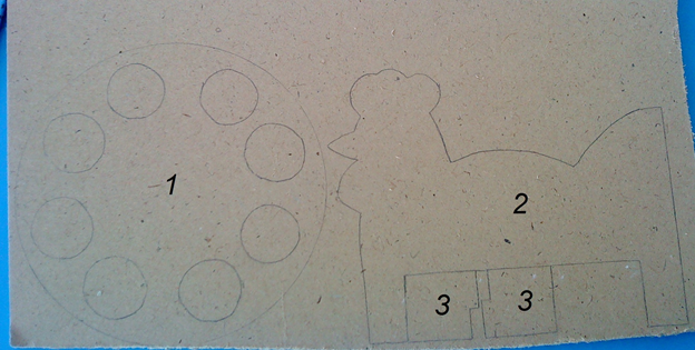 1 - столик, 2 - «курочка», 3 - боковые ножки. 