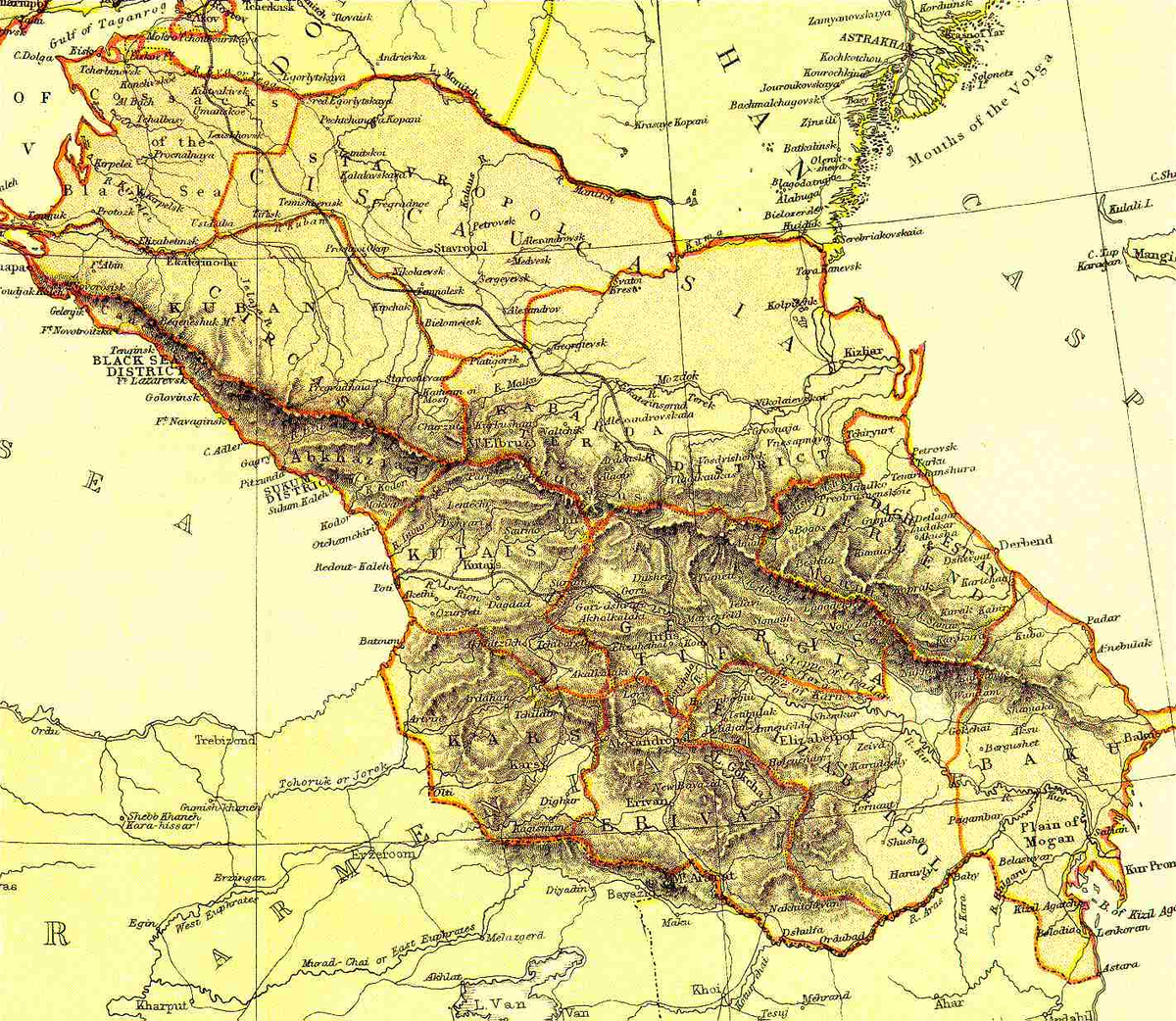 Грузия абхазия армения. Карта Кавказа 1860 года. Карта Закавказья в Российской империи. Карта Закавказья 18 века. Южный Кавказ Российской империи карта.