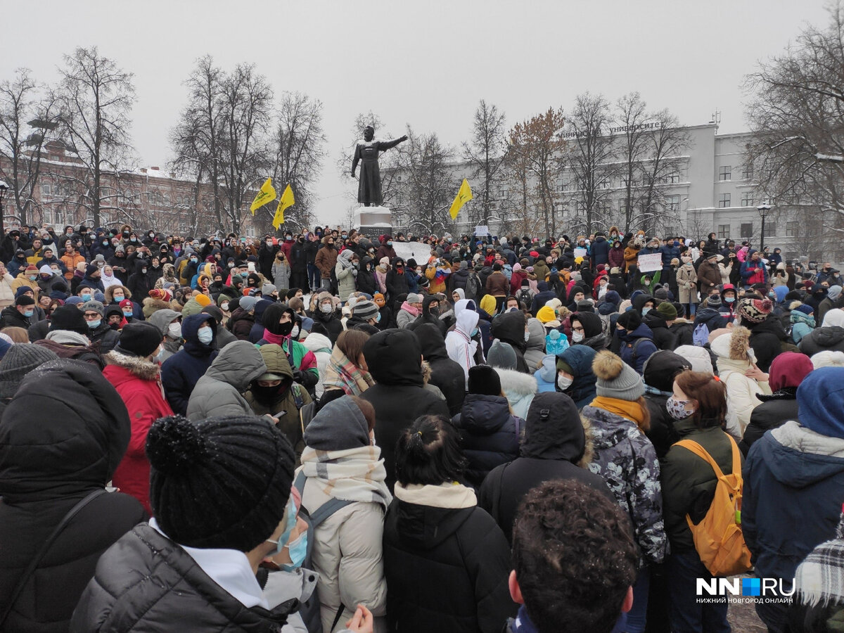 Митинг 23.01.2021, вид от проезжей части.