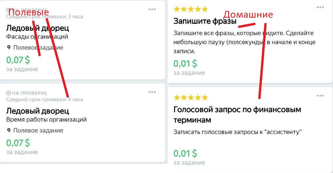Для сравнения заданий сидя дома и по городу