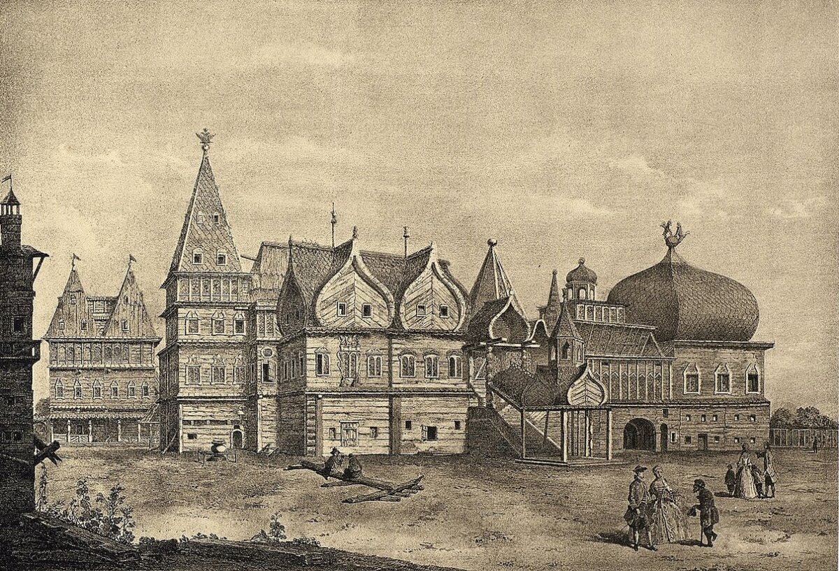 Дворец Алексея Михайловича в Коломенском гравюра