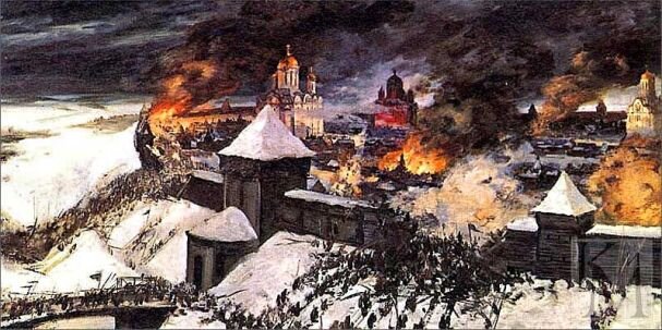 8 марта 1169 года. Взятие русскими дружинами своей бывшей столицы - Киева. С картины какого-то современного художника