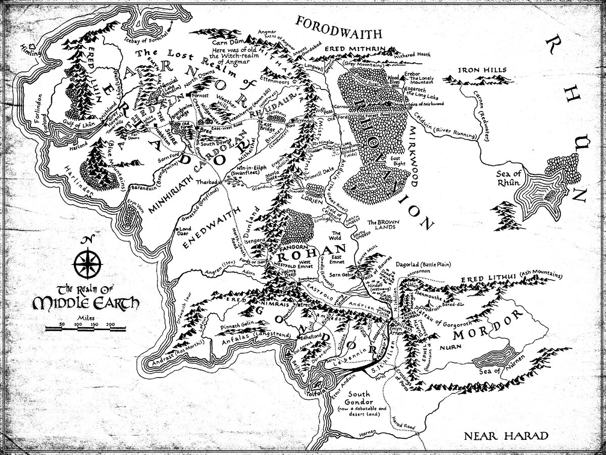 Карта средиземья полная властелин колец