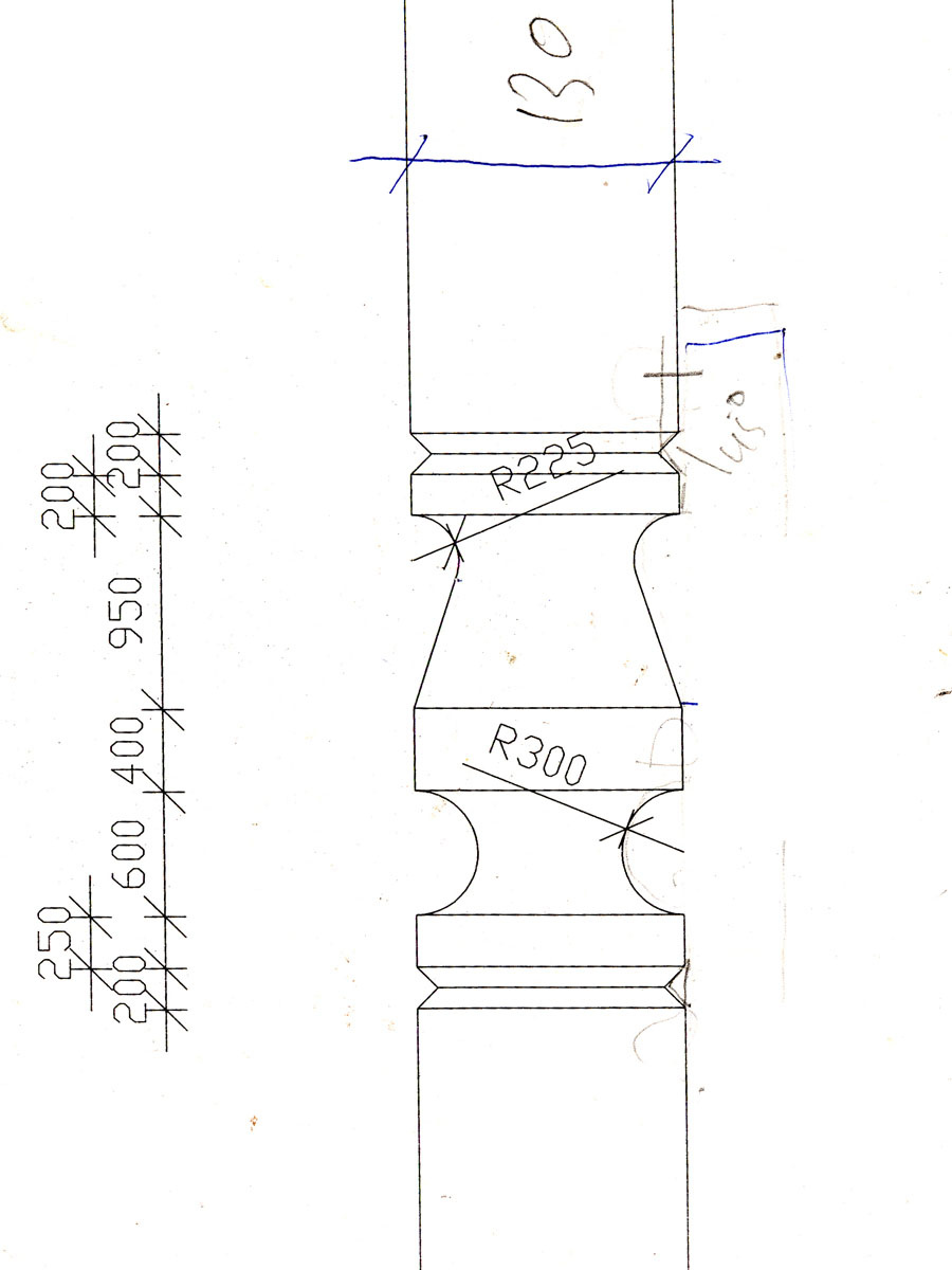 Чертеж (AutoCAD) фигурной части колонны