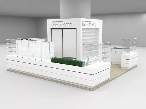 Островной отдел Smirnoff-OPTIC площадью 20 кв.м.по проекту компании Локос