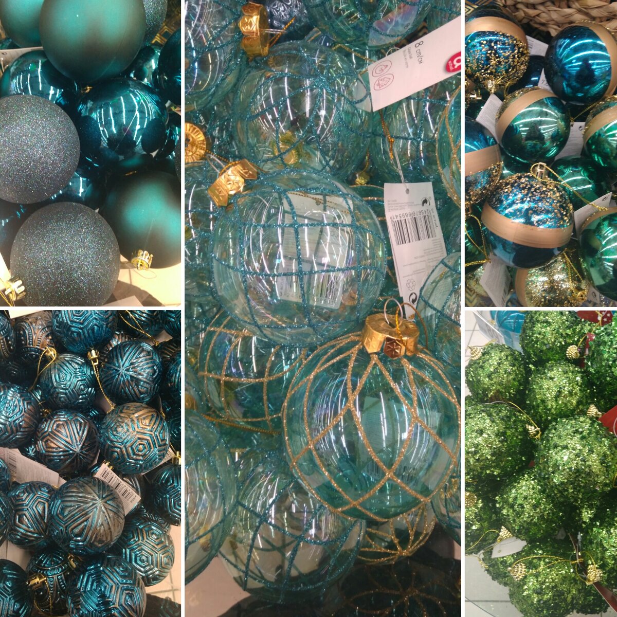 Разнообразие шаров в сине-зелёной цветовой гамме. Листайте галерею, чтобы увидеть фото крупнее