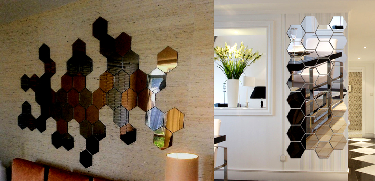 Хорошо подойдёт для оформления пустой однотонной стены, или для тех кто хотел себе оригинальное зеркало но ещё не определился с выбором.