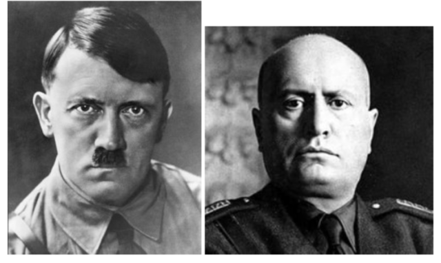 Гитлер (слева), Муссолини (справа) 