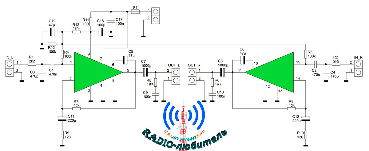 Схема усилителя на STK4392