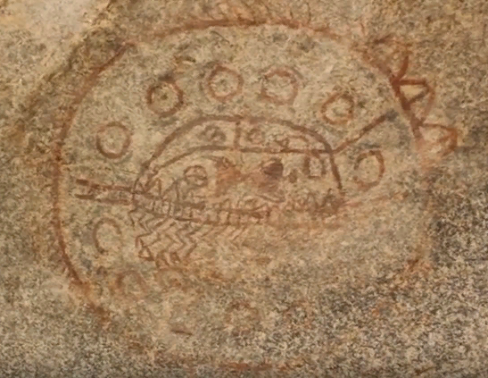 Пещерный рисунок сферического объекта. Фото с видео Правина Мохана.