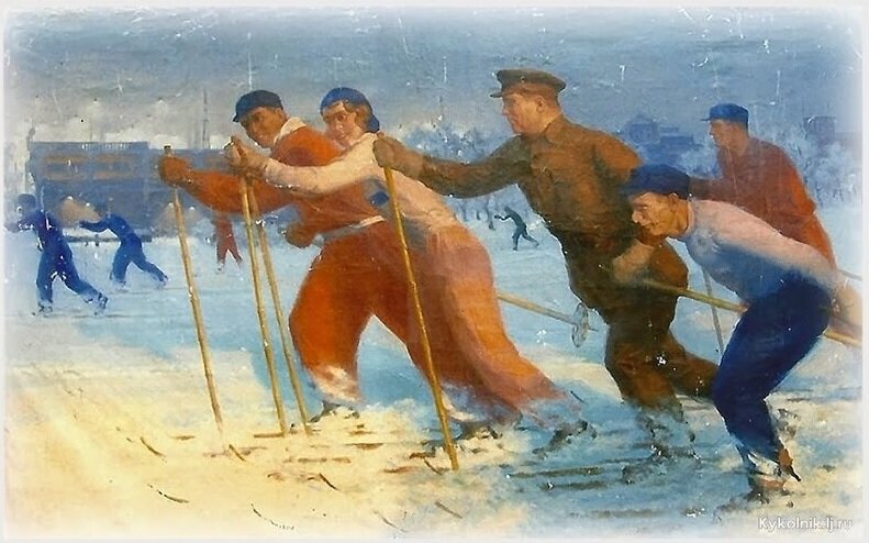 Дормидонтов Николай Иванович "Киров на лыжной прогулке", 1937