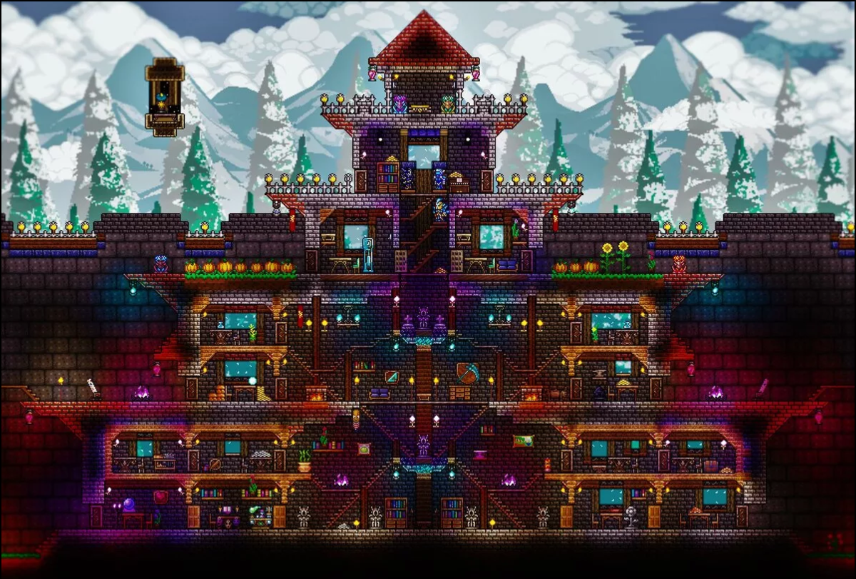 Террария полная игра. Игра Terraria. Terraria игра дом. Замок террария. Красивый замок в террарии.