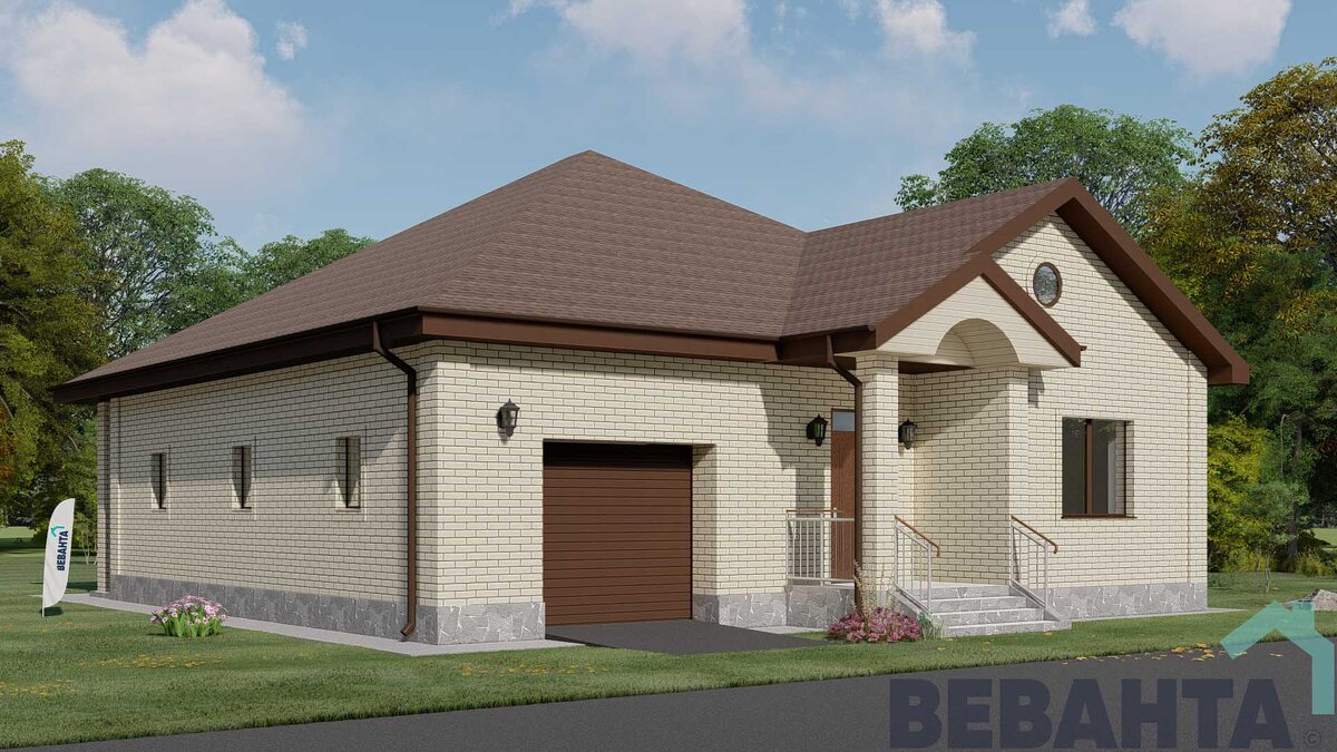 Дом выполнен в классическом стиле