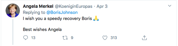 Ответ Ангелы Меркель: Желаю вам скорейшего выздоровления, Борис. С наилучшими пожеланиями, Ангела. 