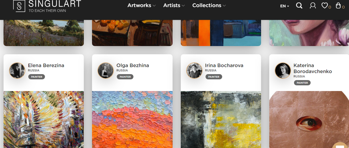 Каталог российских художников на Singulart.