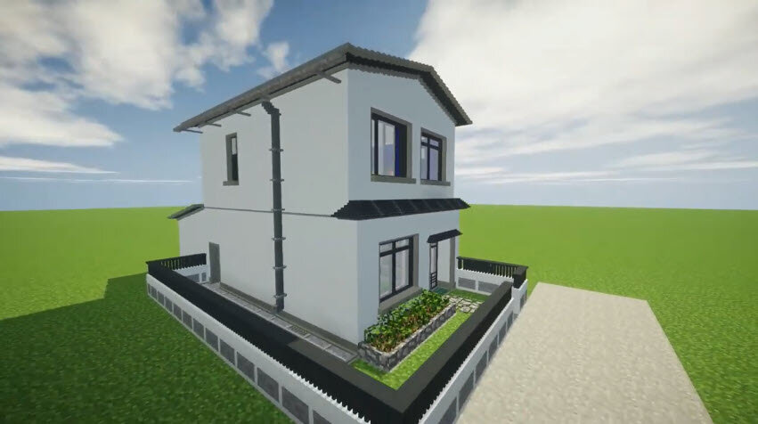 Двухэтажный дом - построенный своими руками в minecraft используя 2 мода