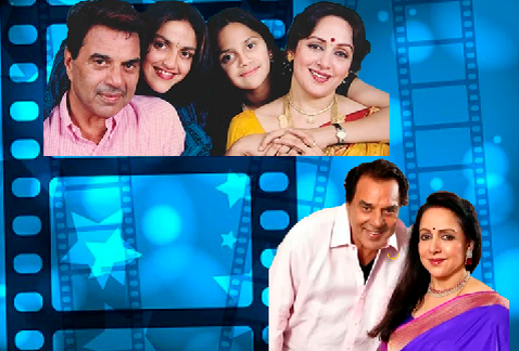 Хема Малини с мужем и детьми