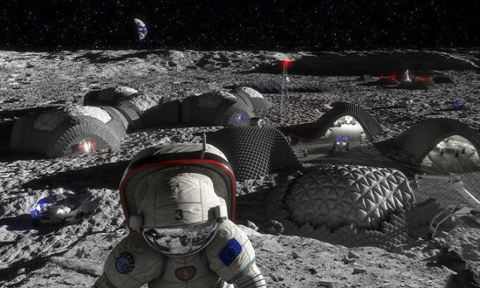 
Моделирование 3D-печатного поселения на Луне. (Фото: ЕКА)