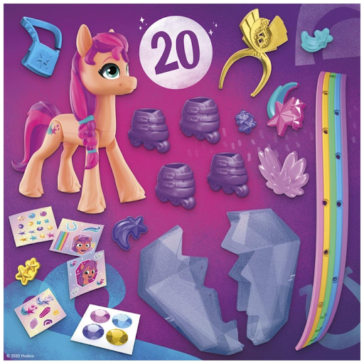 Можно выбрать игрушку Санни из двух наборов: в одном есть все для украшения гривы пони, в другом — ролики и сумочка наперевес. В каждой коробке — контейнер-кристалл с аксессуарами и браслет дружбы, который можно украсить наклейками и стразами