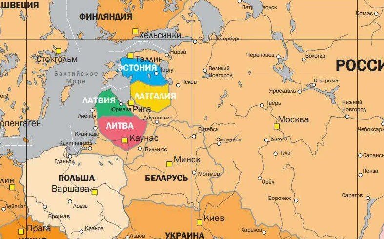 Политическая карта прибалтики
