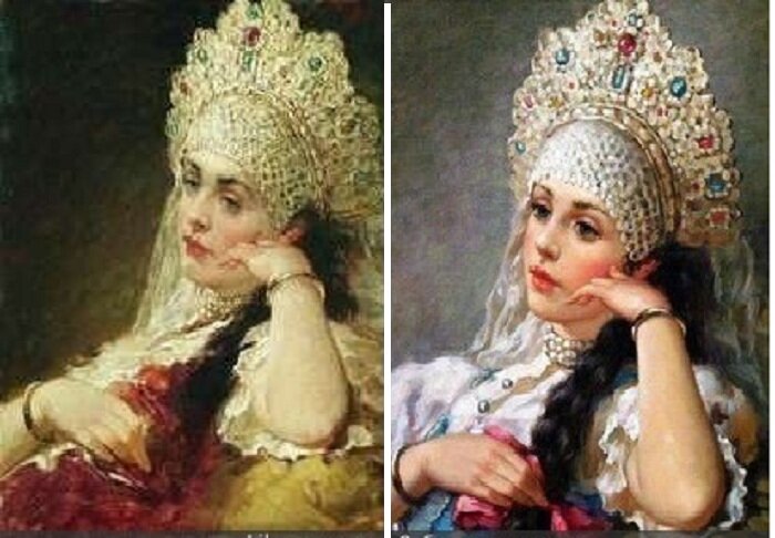 1. К.Е. Маковский. Из серии «Русь боярская». / 2. В.А Нагорнов. «Барыня-Сударыня»