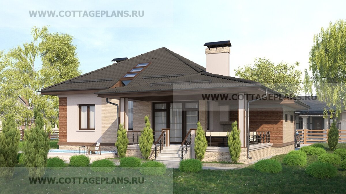 2-й и 3-й фасады дома. Источник фото: https://www.cottageplans.ru