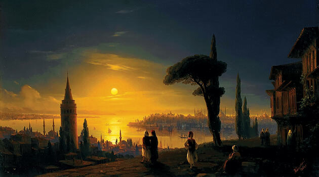 Айвазовский. Галатская башня в лунном свете.