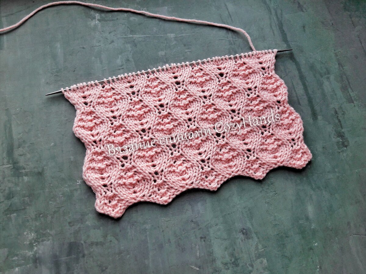 рельефный узор спицами