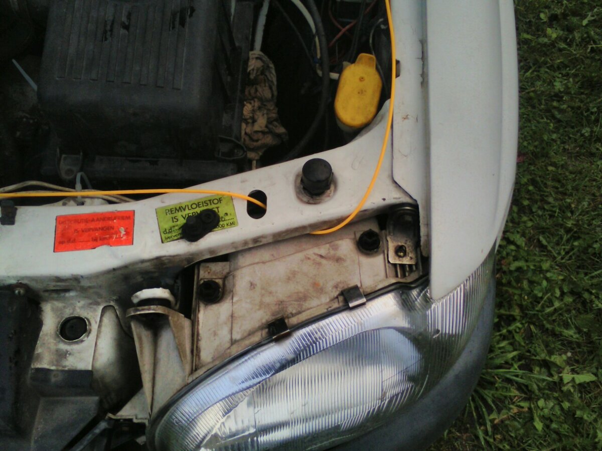 Фото автора. Леска для триммера вместо порванного тросика газа.