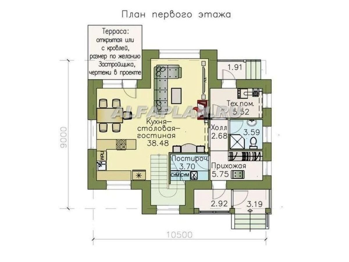 Планировка 1-го этажа дома 524А «Высокая орбита», © Владимир Тарасов