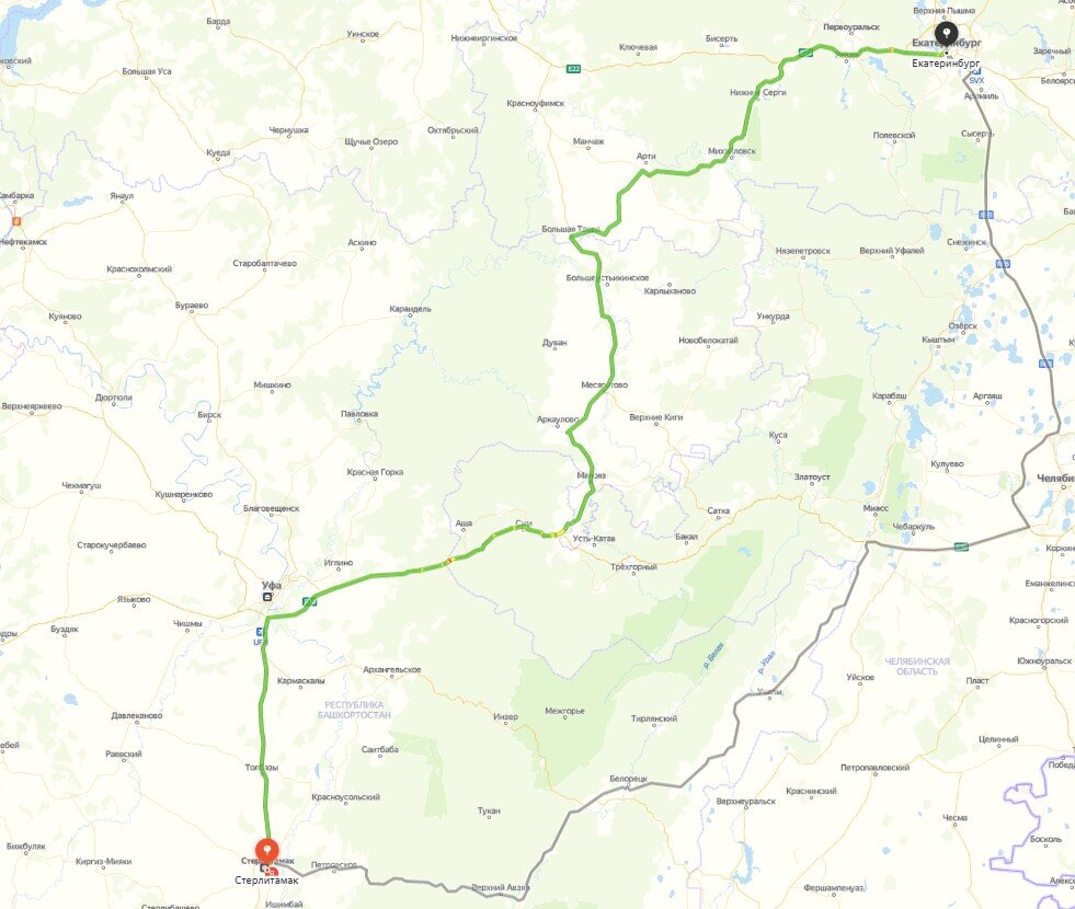 Маршрут по Яндекс Навигатору у меня составил 720 км