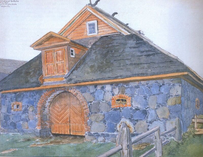 рисунок 1926 года, дом в деревне Липово