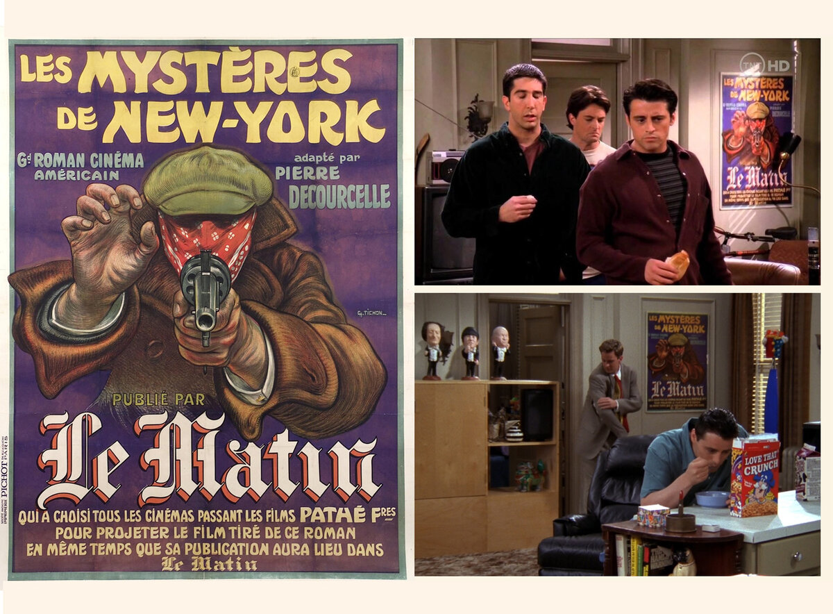 Les mysteres de New-York. Винтажные плакаты в интерьере Джо и Чендлера из "Друзей"