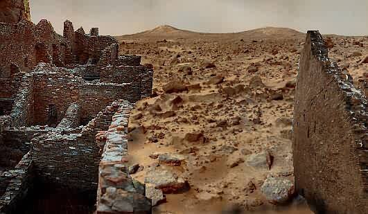 Редкое фото с Марса: разрушенные городские стены занесённые песком на поверхности планеты, сделанное ровером с близкого расстояния