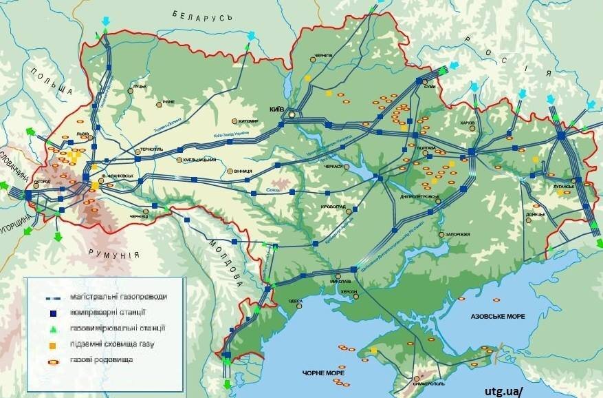 Схема трубопровода через украину в европу