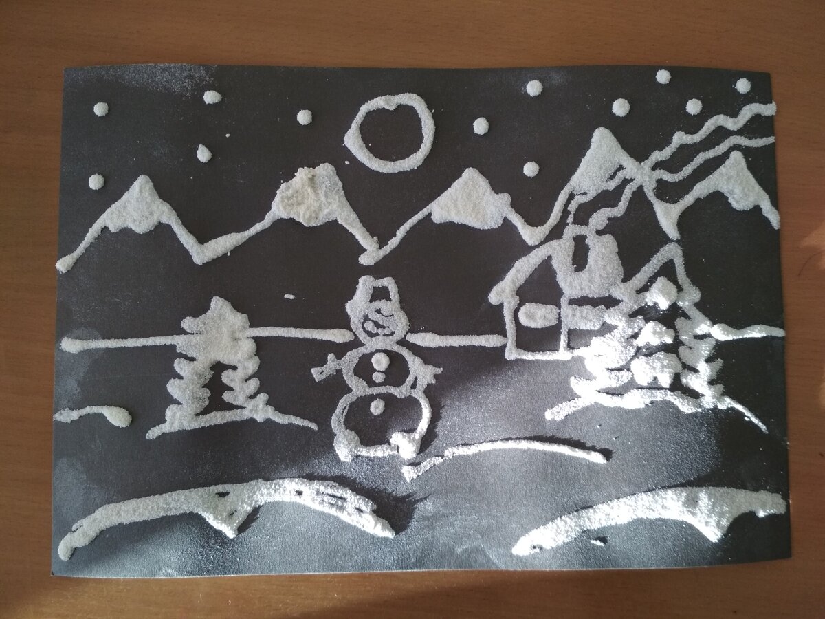 Картон, клей ПВА, манная крупа