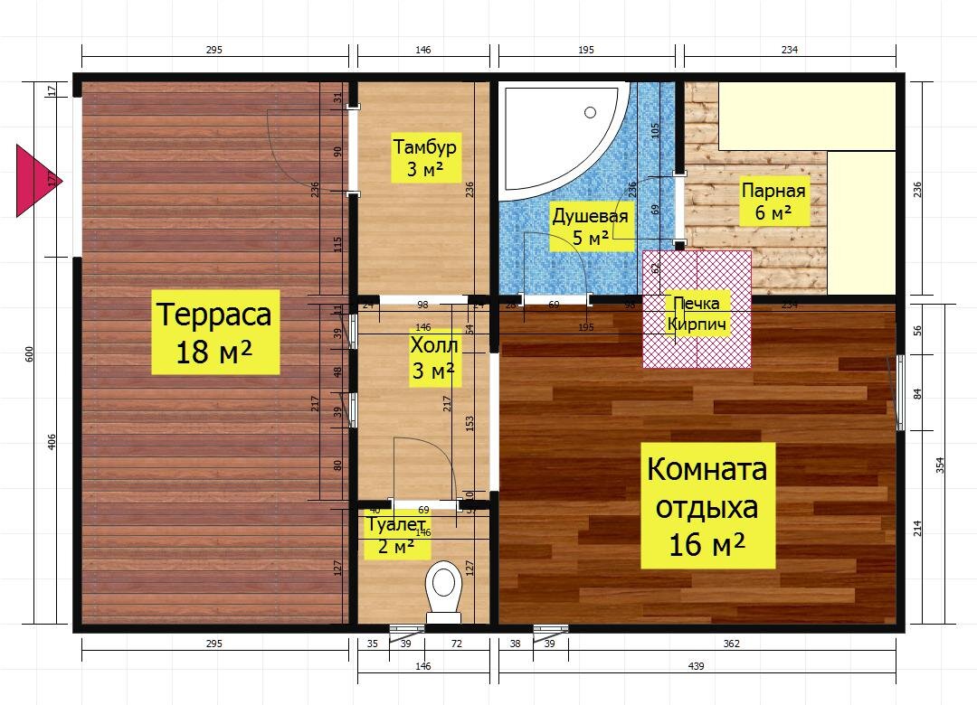 Баня 6х6 планировка с туалетом