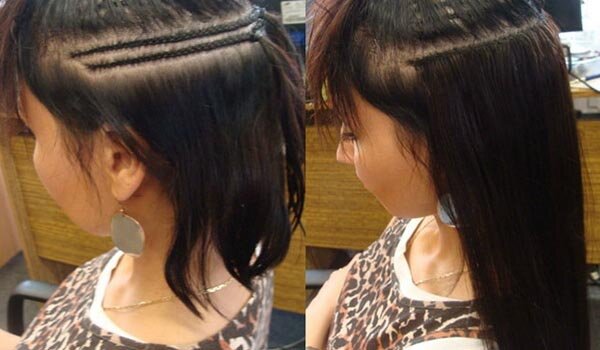 Наращивание "на косичку" можно сделать даже на короткие стрижки