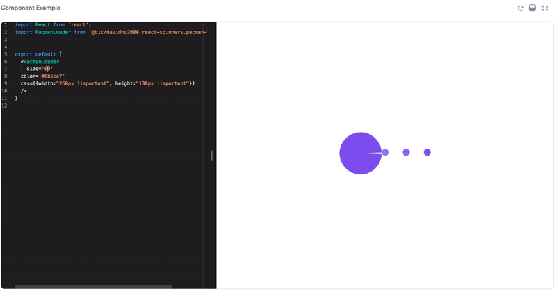 React Pacman loader в игровой площадке на Bit: Играй, изучай, устанавливай