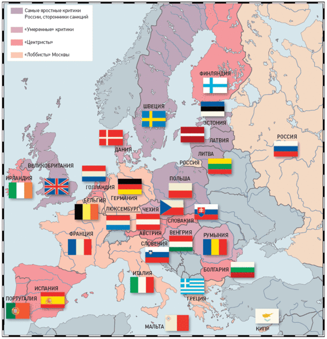 Карта отношения европейцев к России