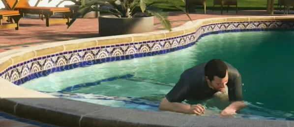 GTA 5 поражает не только своими графическими возможностями, но и уровнем ее реализации – например, одежда персонажей промокает только там, куда доходила вода.