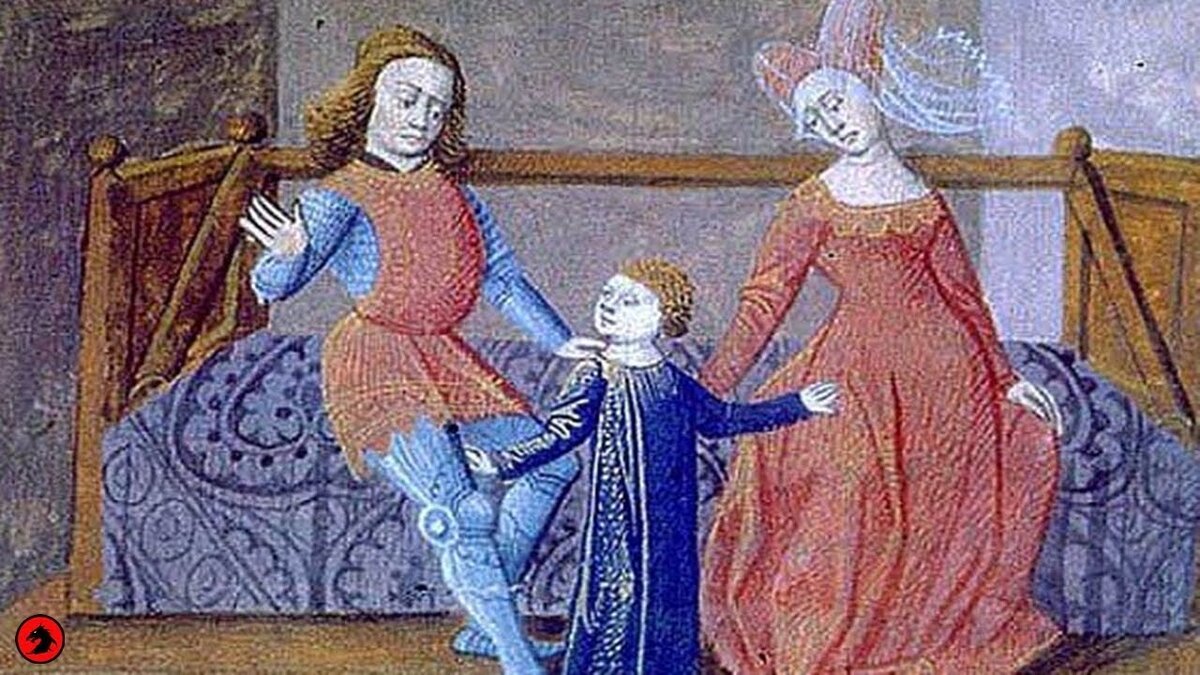 миниатюра средневековая семья XV века