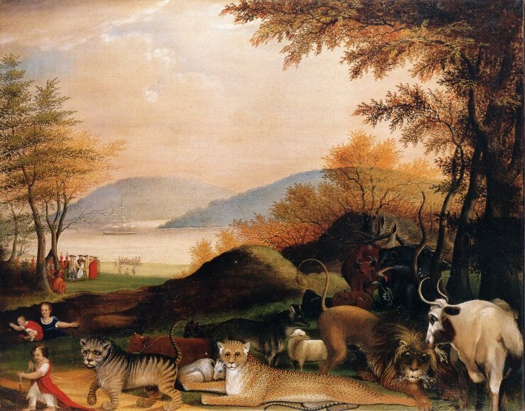 Картина царство. Мирное царство Хикс. Эдвард Хикс Peaceable Kingdom. Эдвард Хикс художник. Эдвард Хикс Ноев Ковчег картина.