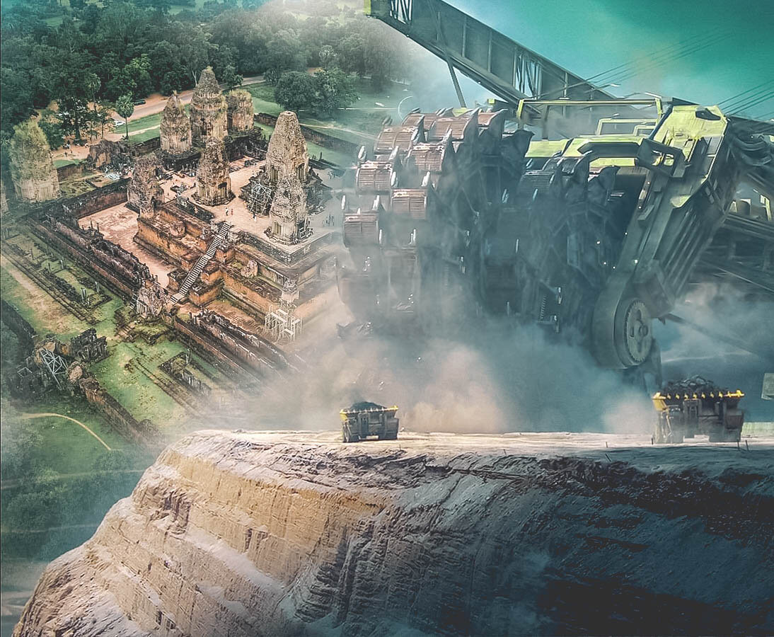 Следы древней,карьерной техники найдены в Камбодже.Следы древней,карьерной техники найдены в Камбодже.