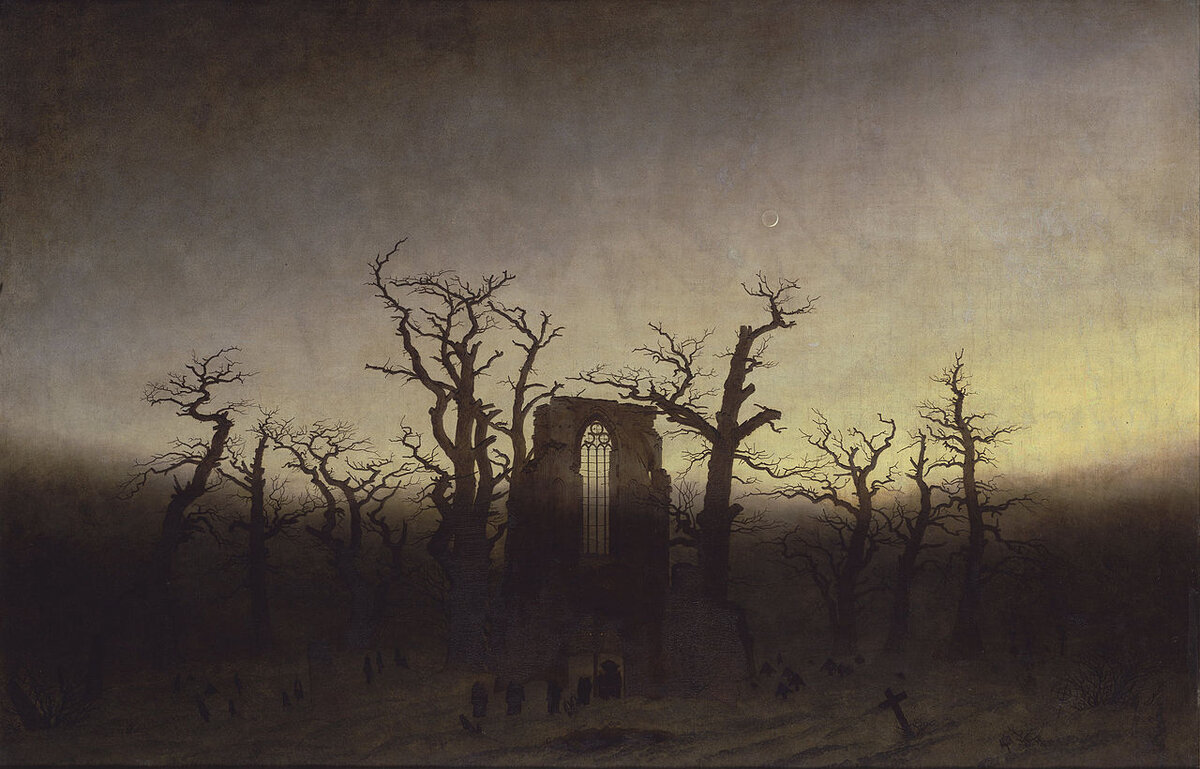 Каспар Давид Фридрих "Аббатство в дубовом лесу", 1808-1810. Старая национальная галерея, Берлин.
